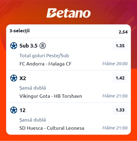 Biletul zilei la Betano, 1 aprilie 2026. Mizăm goluri și șansă dublă