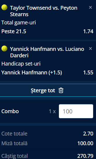 Biletul zilei tenis 1 martie 2026