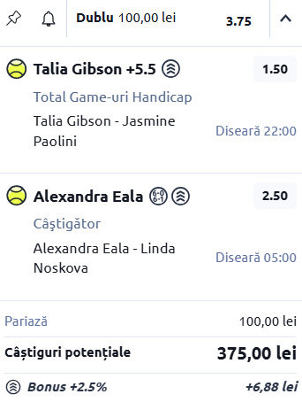 Biletul zilei tenis 10 martie 2026