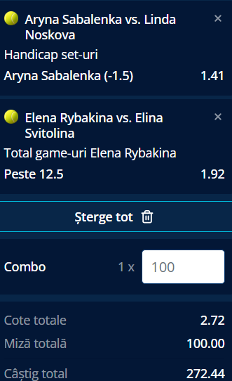 Biletul zilei tenis 14 martie 2026