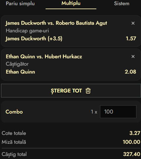 Biletul zilei tenis 18 martie 2026