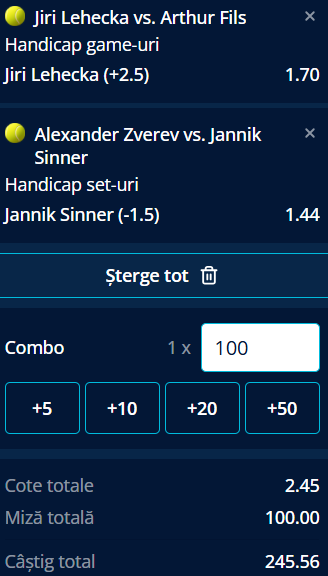 Biletul zilei tenis 27 martie 2026