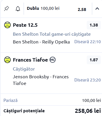 Biletul zilei tenis 6 martie 2026