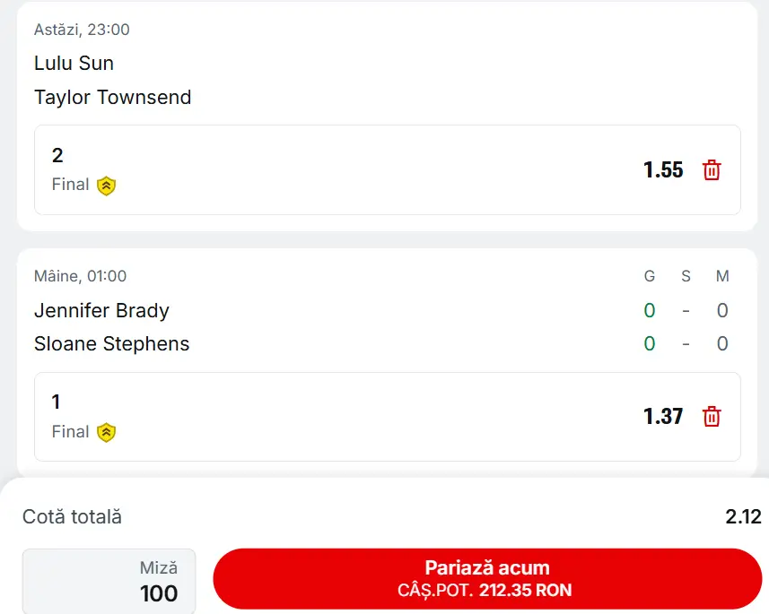 Cota 2 WTA Miami 2026 Open la Superbet - mizăm pe plusul de agresivitate al lui Townsend și Brady în această seară