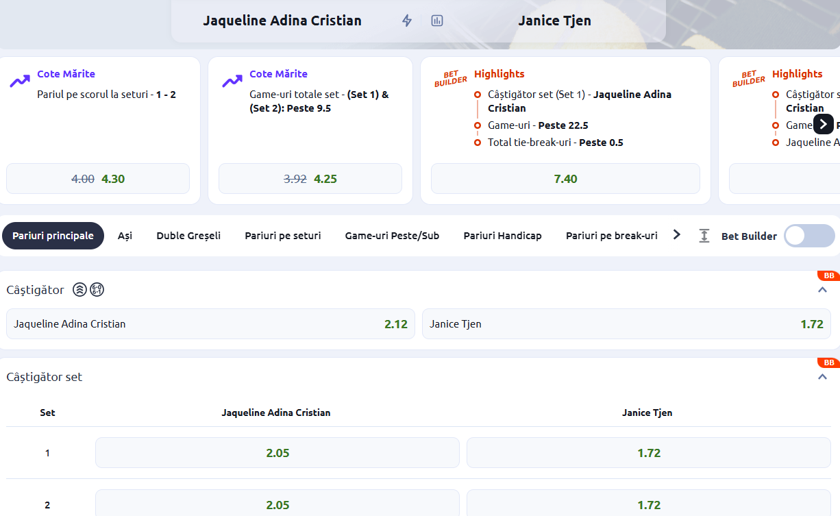 Cote Pariuri Jaqueline Cristian vs Janice Tjen