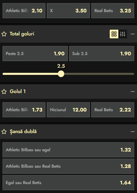 Cote pariuri Athletic Bilbao vs Real Betis la Don