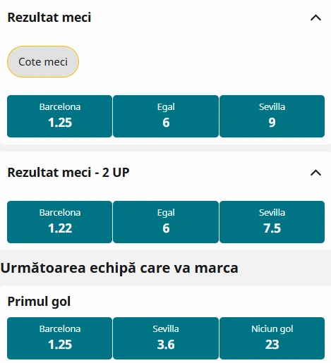 Cote pariuri Barcelona vs Sevilla la Betfair