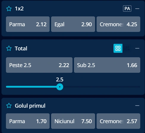 Cote pariuri Parma vs Cremonese la Mr Bit