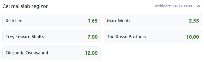 Cote pariuri Zmeura de Aur 2026 - cel mai slab regizor