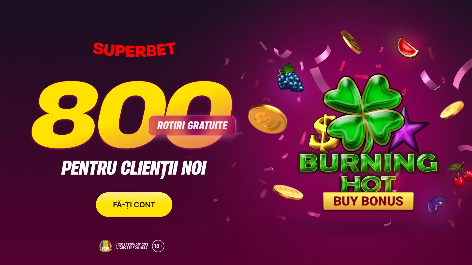 Superbet 800 Rotiri Gratuite - bonus nou pentru jucători