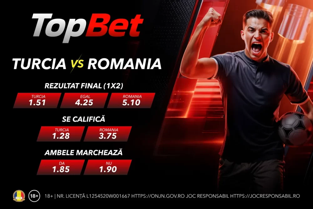 Turcia vs România cote 1x2, cote calificare și statistici meci 