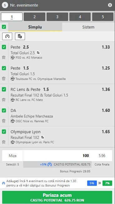 Biletul etapei a 25-a din Ligue 1 - 06.03.2026