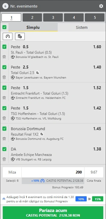 Biletul etapei cu numărul 26 din Bundesliga 13 martie 2026