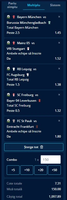 Biletul rundei cu numărul 25 din Bundesliga 6 martie 2026