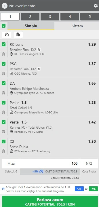 Biletul rundei cu numărul 27 din Ligue 1 - 20.03.2026