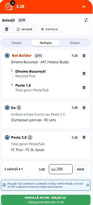 Biletul zilei azi din fotbal 5 martie 2026