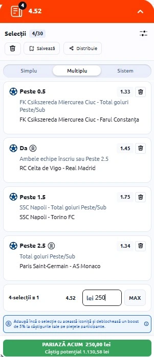 Biletul zilei azi din fotbal 6 martie 2026