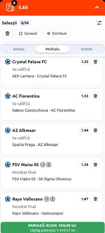 Biletul Zilei Conference League generat de IA