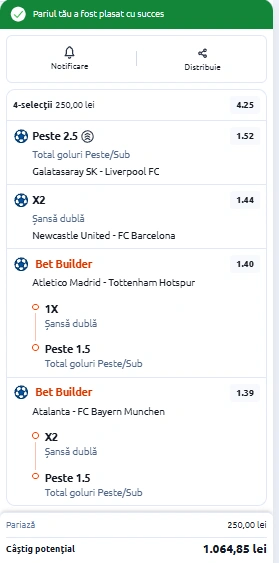 Biletul zilei din Champions League 10 martie 2026