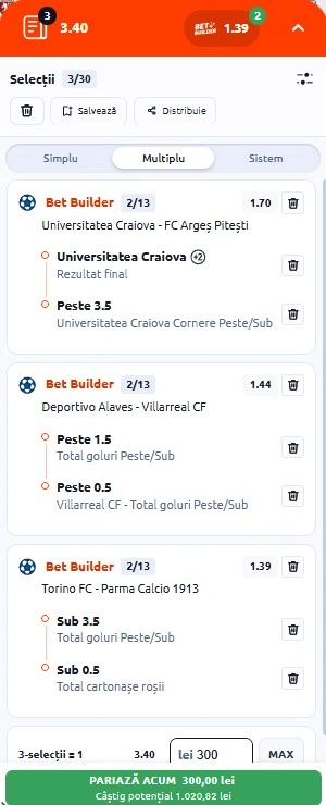 Biletul zilei din fotbal 13 martie 2026