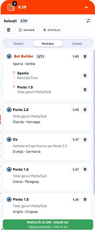 Biletul zilei din fotbal 27 martie 2026