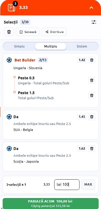 Biletul zilei din fotbal 28 martie 2026