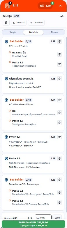 Biletul zilei din fotbal la Betano 8 martie 2026