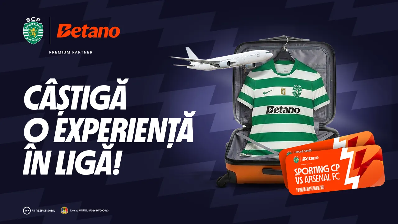 Câștigă bilete la Sporting - Arsenal în Champions League, pe platforma Betano