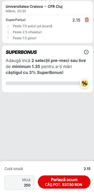 Cota 2 la Superbet 04.03