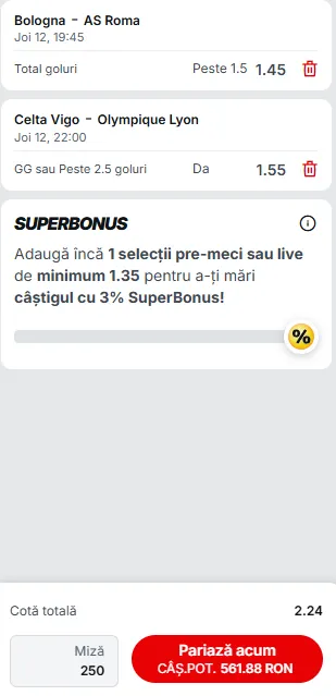 Cota 2 la Superbet 12 martie