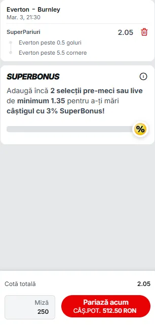 Cota 2 la Superbet 3 martie