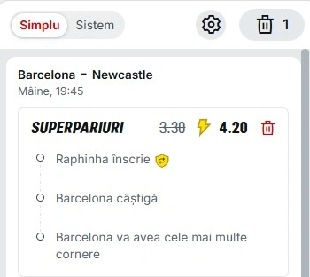 Pariuri Speciale Barcelona vs Newcastle