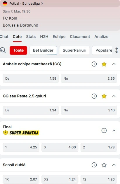 Cote pariuri FC Koln - Dortmund