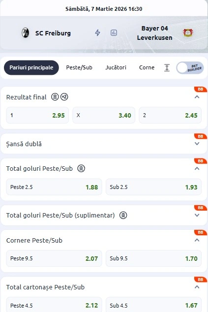 Cote pariuri Freiburg vs Leverkusen