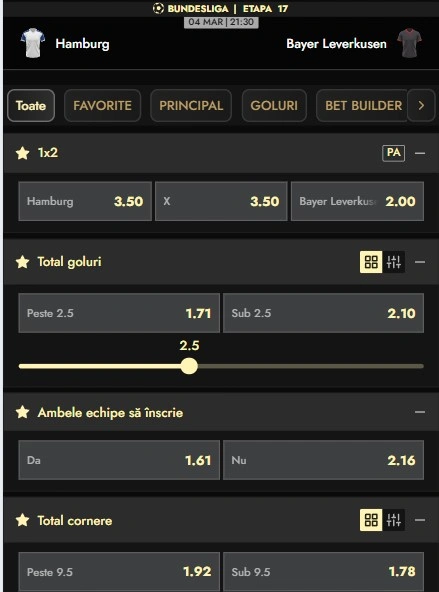Cote pariuri Hamburger SV vs Leverkusen