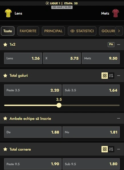 Cote pariuri Lens vs Metz