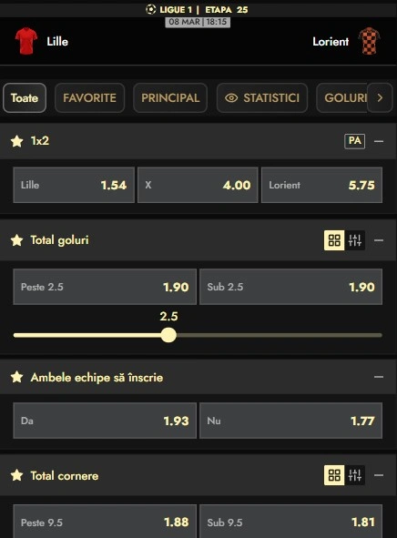Cote pariuri Lille - FC Lorient