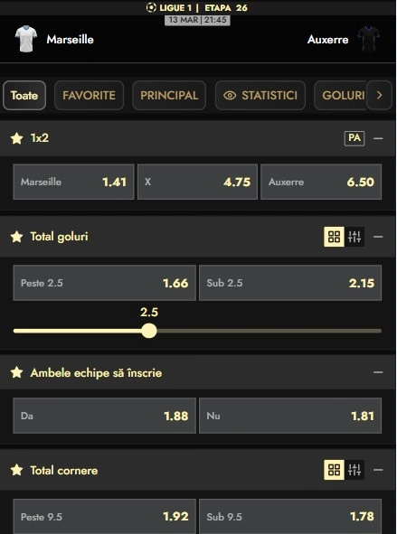 Cote pariuri Marseille vs Auxerre
