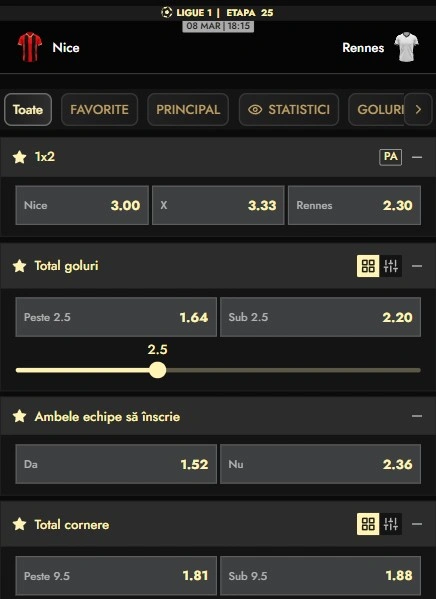 Cote pariuri Nice vs Rennes