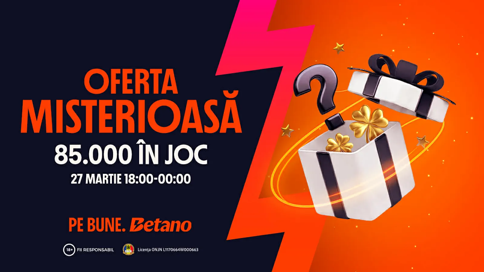 Oferta misterioasă Betano până la mizeul nopții: premii de 85.000 RON