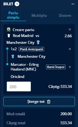 Pariuri speciale Real Madrid - Manchester City