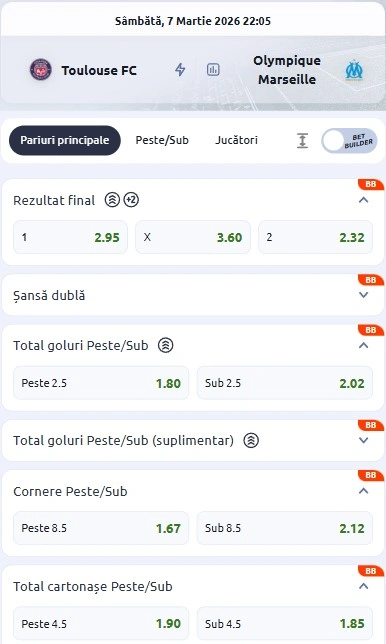 Cote pariuri Toulouse - Marseille