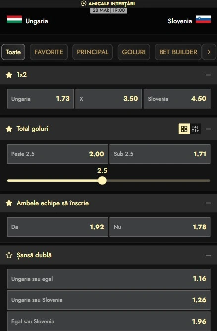 Cote pariuri Ungaria vs Slovenia