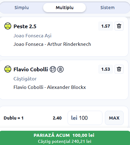 Biletul zilei tenis 8 aprilie 2026