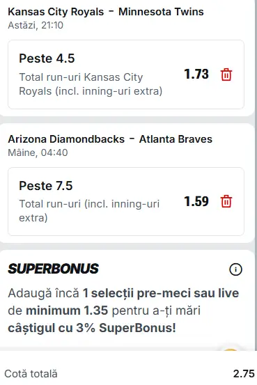 Biletul zilei Baseball 03.04.2026