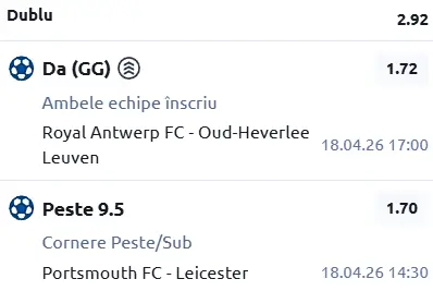 Biletul zilei Fotbal 18 Aprilie 2026
