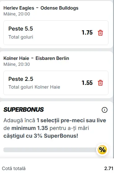 Biletul zilei Hochei 10 Aprilie 2026