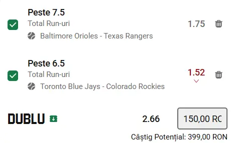 Biletul zilei baseball 01.04.2026