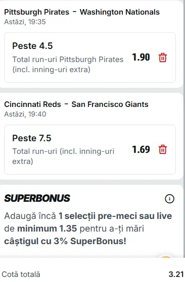 Biletul zilei baseball 16 Aprilie 2026