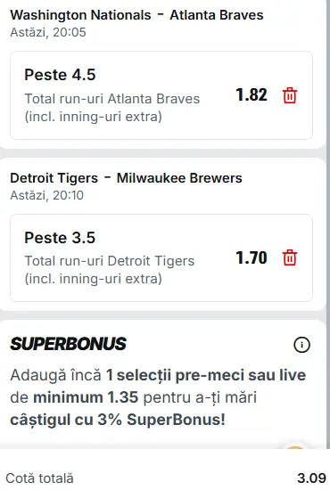 Biletul zilei baseball 23 aprilie 2026